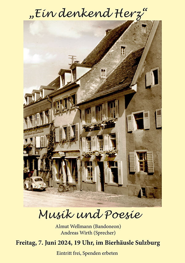 Poesie und Musik mit Almut wellmann Bandoneon und Andreas Wirth Lesung